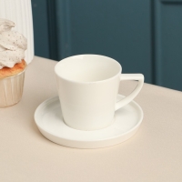 Кофейная пара фарфоровая &laquo;Sola&raquo;, 120 мл, белая