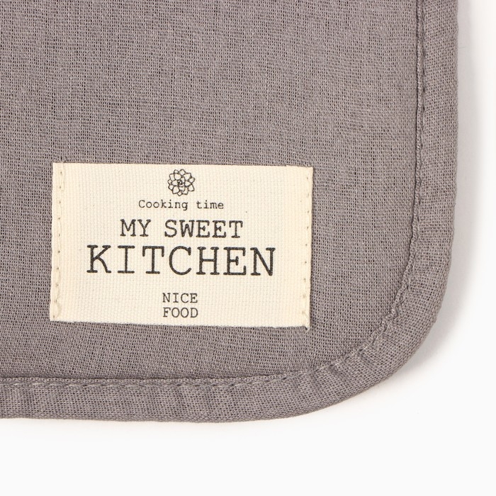 Прихватка Этель ECO, цв. серый, 19х19 см, 70% хл, 30% лён, ватин 250 г/м2