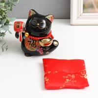 Копилка керамика "Кот Манэки-нэко с пожеланием счастья " черный 8,5х9,5х12,5 см Копилка керамика "Кот Манэки-нэко с пожеланием счастья " черный 8,5х9,5х12,5 см