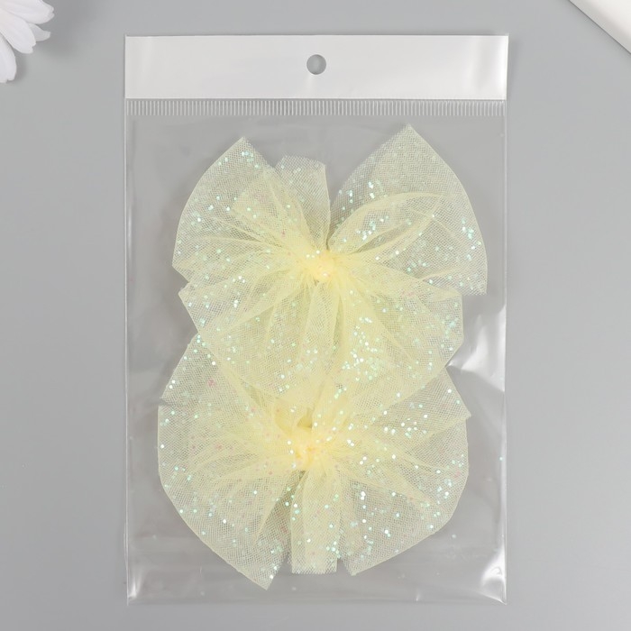 Декор для творчества "Бант из Фатина"  жёлтый, 9 см (набор 2 шт)