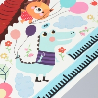 Наклейка пластик интерьерная цветная ростомер "Жираф и зверята" 60х90 см Наклейка пластик интерьерная цветная ростомер "Жираф и зверята" 60х90 см