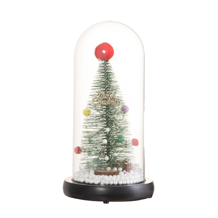 Светильник колба &laquo;Елка с шарами&raquo; 1,5Вт, LED, 3xAAA, черный USB 11х11х21см