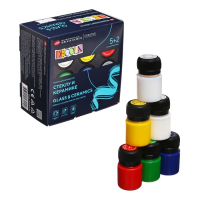 Набор красок по стеклу и керамике Decola: 5 цветов х 20 мл, 2 контура х 18 мл, разбавитель, 4041176