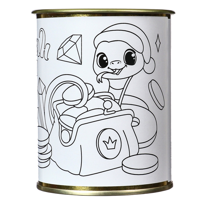 Копилка - раскраска на новый год &laquo;Змея с монетками&raquo;, новогодний набор для творчества, символ года 2025