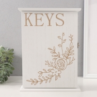 Ключница дерево 6 крючков "Веточка цветочная" состаренный белый 6х22х30 см Ключница дерево 6 крючков "Веточка цветочная" состаренный белый 6х22х30 см