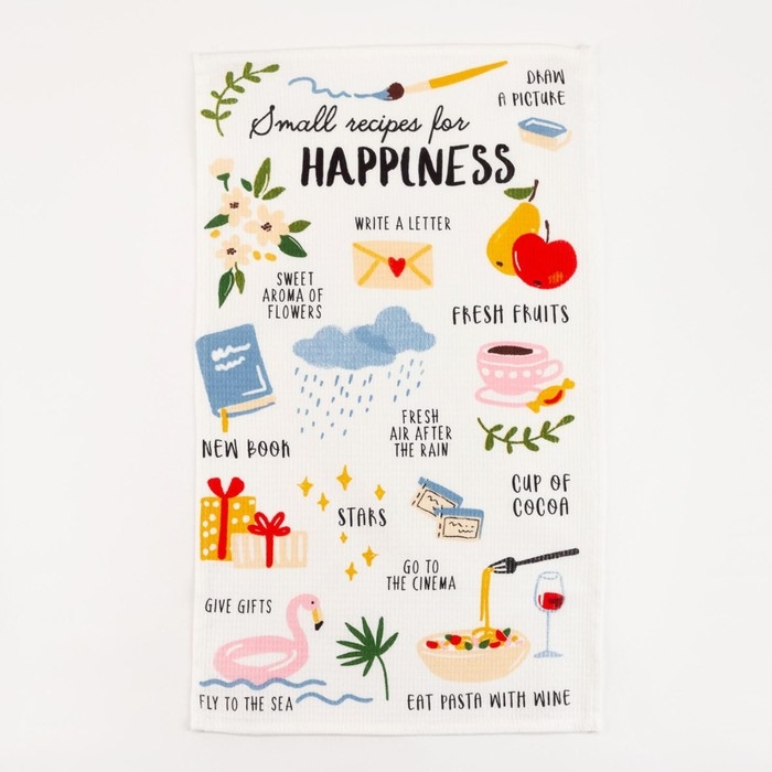 Набор кухонных полотенец Доляна Happiness, 35х60см-4шт, 100% хлопок