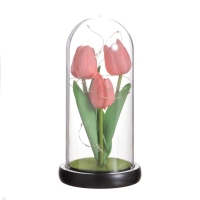 Ночник колба &laquo;Тюльпаны&raquo; LED 3хААА розовый 10,5х10,5х22см