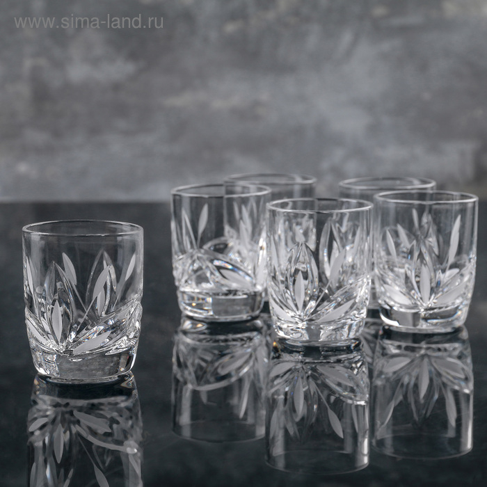 Набор стопок хрустальных для вина &laquo;Камыши&raquo;, 35 мл, 6 шт