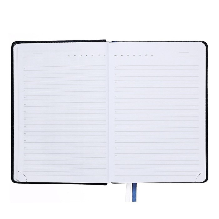 Ежедневник недатированный A5 160 листов Attomex.Croco, твёрдая обложка из искусственной кожи с поролоном, 2 ляссе, блок 70 г/м2, синий Ежедневник недатированный A5 160 листов Attomex.Croco, твёрдая обложка из искусственной кожи с поролоном, 2 ляссе, блок 70 г/м2, синий