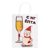 Новый год. Пакет бумажный подарочный новогодний крафт, "С НГ,ЁПТА", 27 х 21 х 11 см. Новый год. Пакет бумажный подарочный новогодний крафт, "С НГ,ЁПТА", 27 х 21 х 11 см.