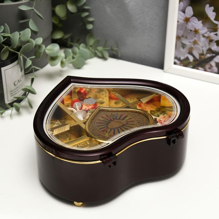 Шкатулка музыкальная пластик "Изогнутое сердце" МИКС 19х17х7 см