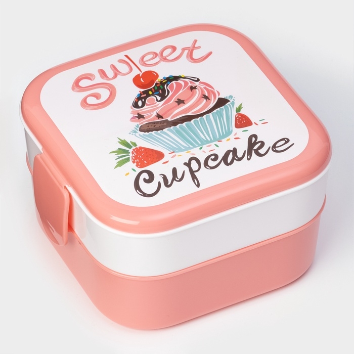 Контейнер для обеда &laquo;Капкейки&raquo;, 2 отделения, 400 мл