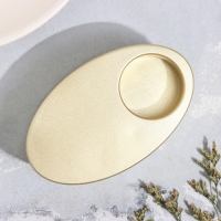 Подсвечник "Узкий овал. Мрамор" из гипса,11,5х7х4см, золото