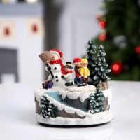 Светодиодная фигура &laquo;Весёлые снеговики&raquo; 20 &times; 20 &times; 16 см, полистоун, батарейки ААх3 (не в комплекте), USB, свечение мульти