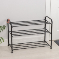 Подставка для обуви, 3 яруса, 65&times;30&times;48 см, цвет чёрный