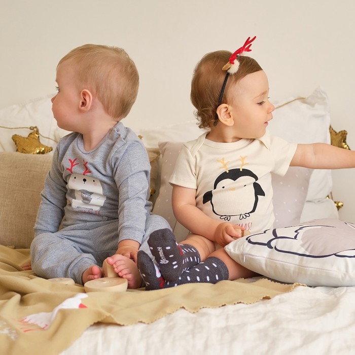 Комплект: джемпер и брюки Крошка Я "Merry Xmas", рост 74-80 см, цвет серый