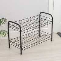 Этажерка для обуви разборная, 2 яруса, 66&times;28&times;44 см, цвет чёрный