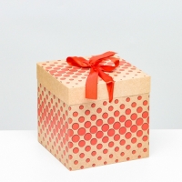 Коробка Самосборная "Горошек" крафт 15х15х15 см Коробка Самосборная "Горошек" крафт 15х15х15 см