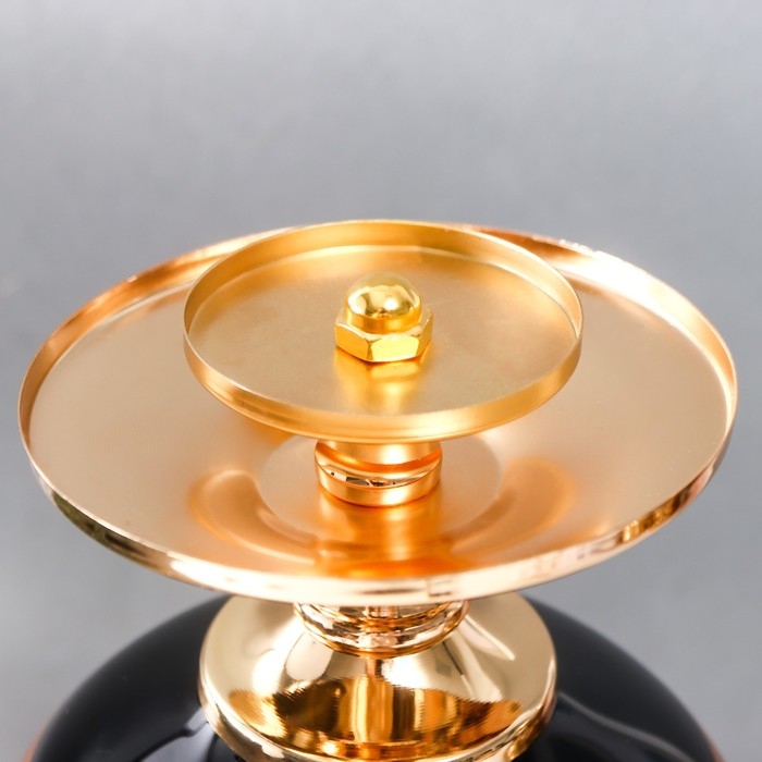 Подсвечник металл, стекло на 1 свечу Подсвечник металл, стекло на 1 свечу "Мираж" золото с чёрным 55х14х23 см