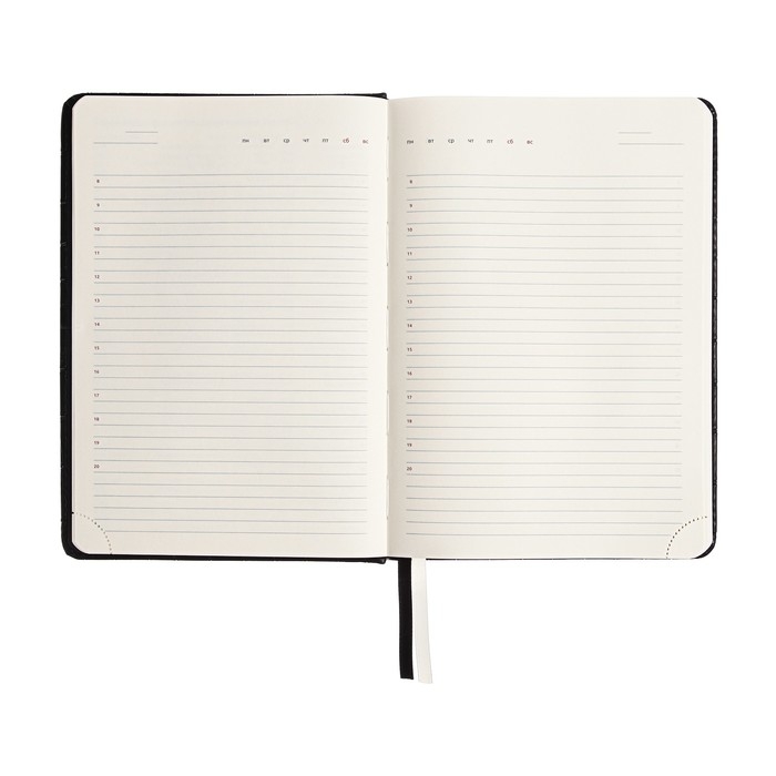 Ежедневник недатированный A5, 160 листов, deVENTE.Grande, твёрдая обложка из искусственной кожи с поролоном, 2 ляссе, блок 70 г/м2, чёрный