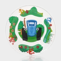 Набор стеклянной посуды &laquo;Синий трактор. Цифры&raquo;, 3 предмета: кружка 250 мл, тарелка 19,5 см, салатник 13 см