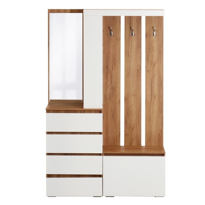 Прихожая Крона, 1260х350х1980, Дуб крафт золотой/Белый