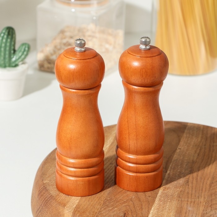 Набор для специй Доляна &laquo;Дуэт&raquo;, 16,5 см, 2 мельницы, акация