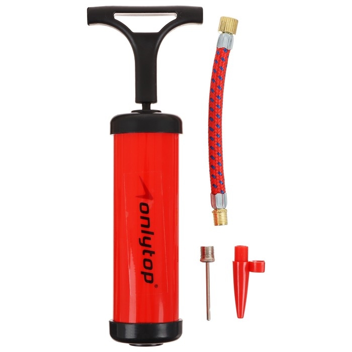 Насос для мячей ONLYTOP, 17 см, 2 насадки, шнур, цвета МИКС