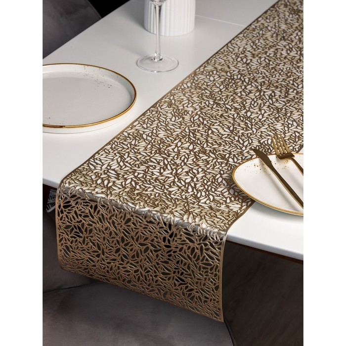 Дорожка на стол Доляна &laquo;Манифик&raquo;, 30&times;150 см, цвет золотой