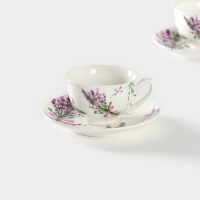 Набор фарфоровый кофейный Доляна «Лаванда», 4 предмета: 2 чашки 80 мл, 2 блюдца d=11,6 см, цвет белый Набор фарфоровый кофейный Доляна «Лаванда», 4 предмета: 2 чашки 80 мл, 2 блюдца d=11,6 см, цвет белый