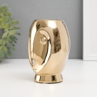 Подсвечник керамика на 1 свечу "Сова Сипуха" d=3,5 золото 9х8,5х12,5 см