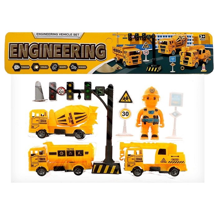 Набор машинок &laquo;Спецтехника&raquo;, 3 шт, дорожные знаки, МИКС