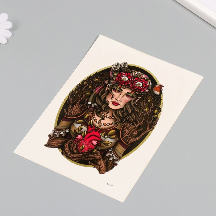 Татуировка на тело цветная "Сердце леса" 26,1х14,6 см