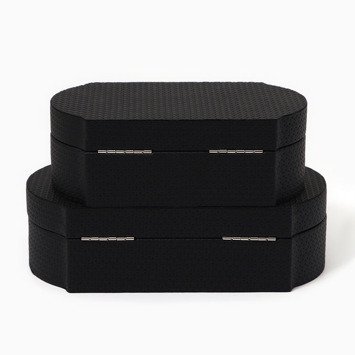 Шкатулка для украшений «Чёрный узор» экокожа, набор 2 шт. Шкатулка для украшений «Чёрный узор» экокожа, набор 2 шт.