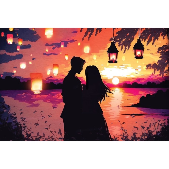 Картина по номерам с подрамником и гирляндой &laquo;Свидание&raquo;, 20 х 30 см