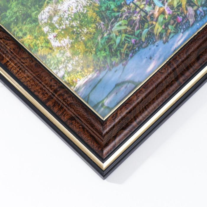 Фоторамка 30х40 (282Р) темный орех с золотом (пластиковый экран)