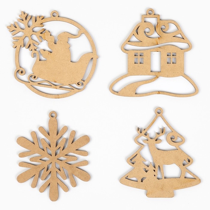 Ёлочная игрушка новогодняя , 4 шт, набор, новогодний Ёлочная игрушка новогодняя , 4 шт, набор, новогодний