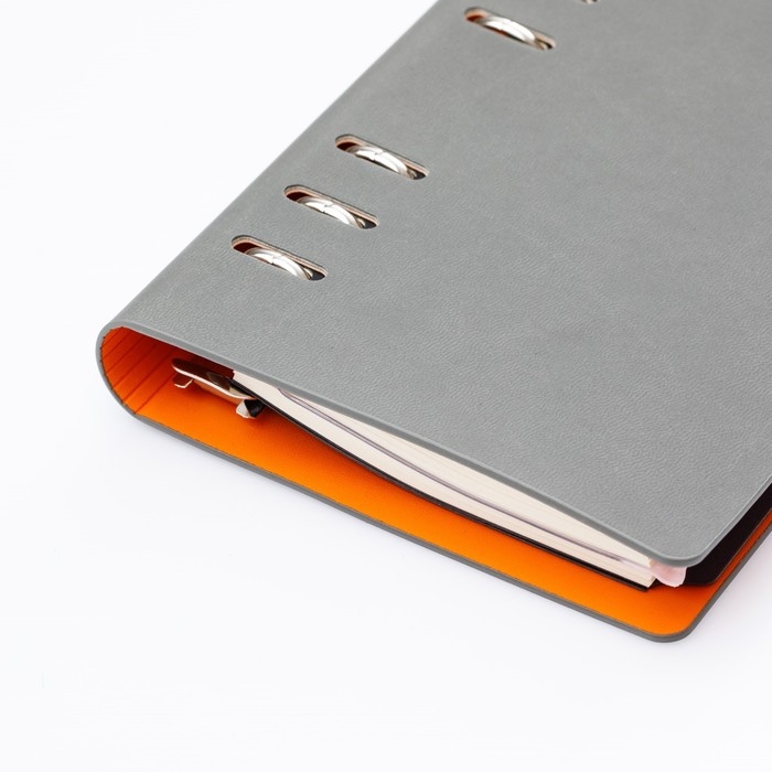 Ежедневник недатированный А5, 120 листов на кольцах FIRENZE, обложка искусственная кожа, блок 70г/м2, серый