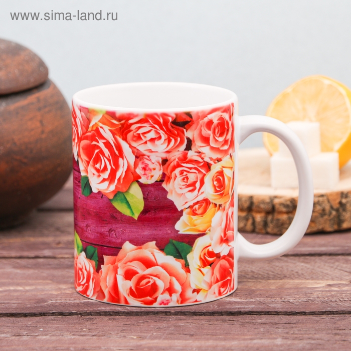 Кружка сублимация Кружка сублимация "Наталья" цветы, 320 мл, с нанесением