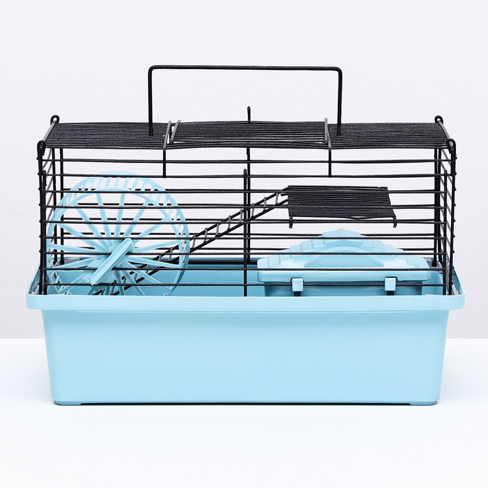 Клетка-мини для грызунов "Пижон" №2, укомплектованная, 27 х 15 х 16 см, бирюзовая