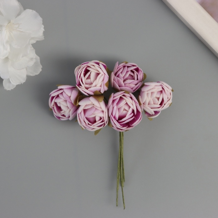 Декор для творчества Декор для творчества "Пионы" бело-фиолетовые (1 набор=1 букет) в букете 6 шт 2,5х10,5 см