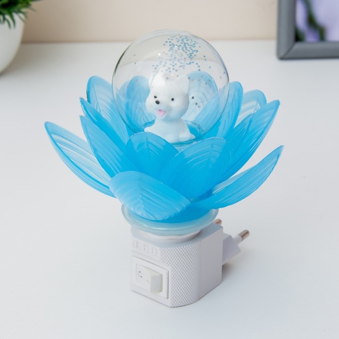 Ночник Ночник "Голубой цветок" LED 8х8х12 см RISALUX