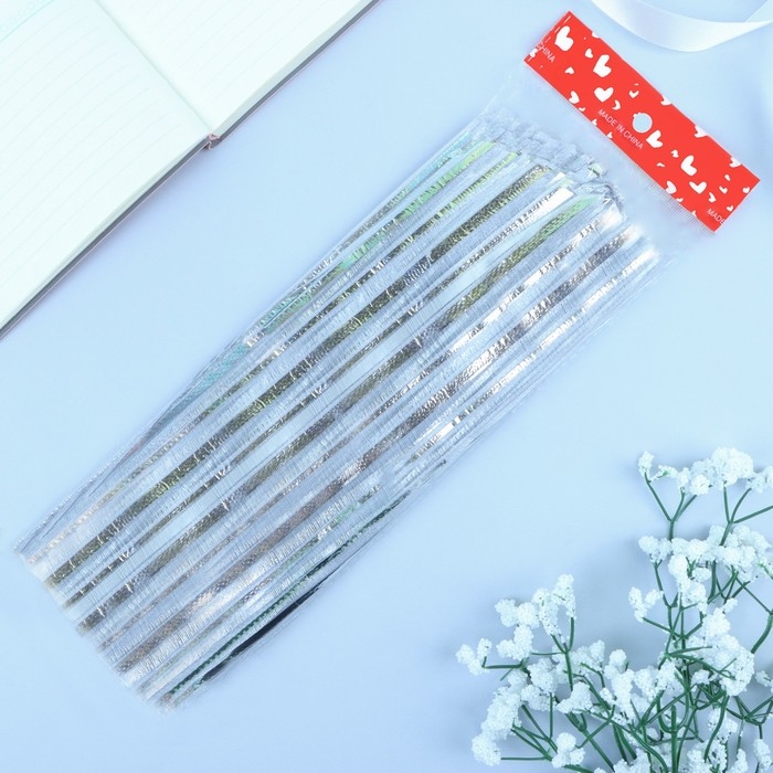 Бант - шар №10 &laquo;Полоски&raquo;, цвет серебро