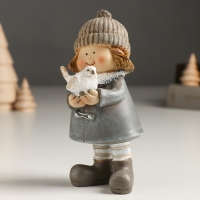 Сувенир полистоун "Малышка в сером пальто с птичкой/фонариком" МИКС 5х6х14 см Сувенир полистоун "Малышка в сером пальто с птичкой/фонариком" МИКС 5х6х14 см