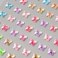 Наклейка пластик стразы "Бабочки" цветная 15х9 см