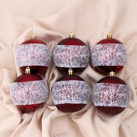 Набор шаров пластик d-8 см, 6 шт "Этель" красно-белый Набор шаров пластик d-8 см, 6 шт "Этель" красно-белый