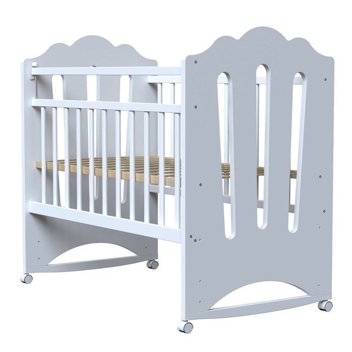 Кровать детская BONNE колесо-качалка (белый) (1200х600)