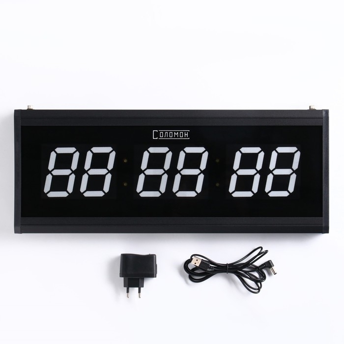 Часы электронные настенные Часы электронные настенные "Соломон", 48 x 19 x 3 см, цифры зеленые 7.5 х 4 см