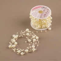 Жемчуг на леске, 3/8 мм, 9 &plusmn; 0,5 м, цвет молочный