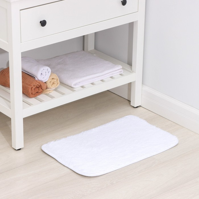 Коврик Доляна «Пушистик», 40×60 см, цвет белый Коврик Доляна «Пушистик», 40×60 см, цвет белый